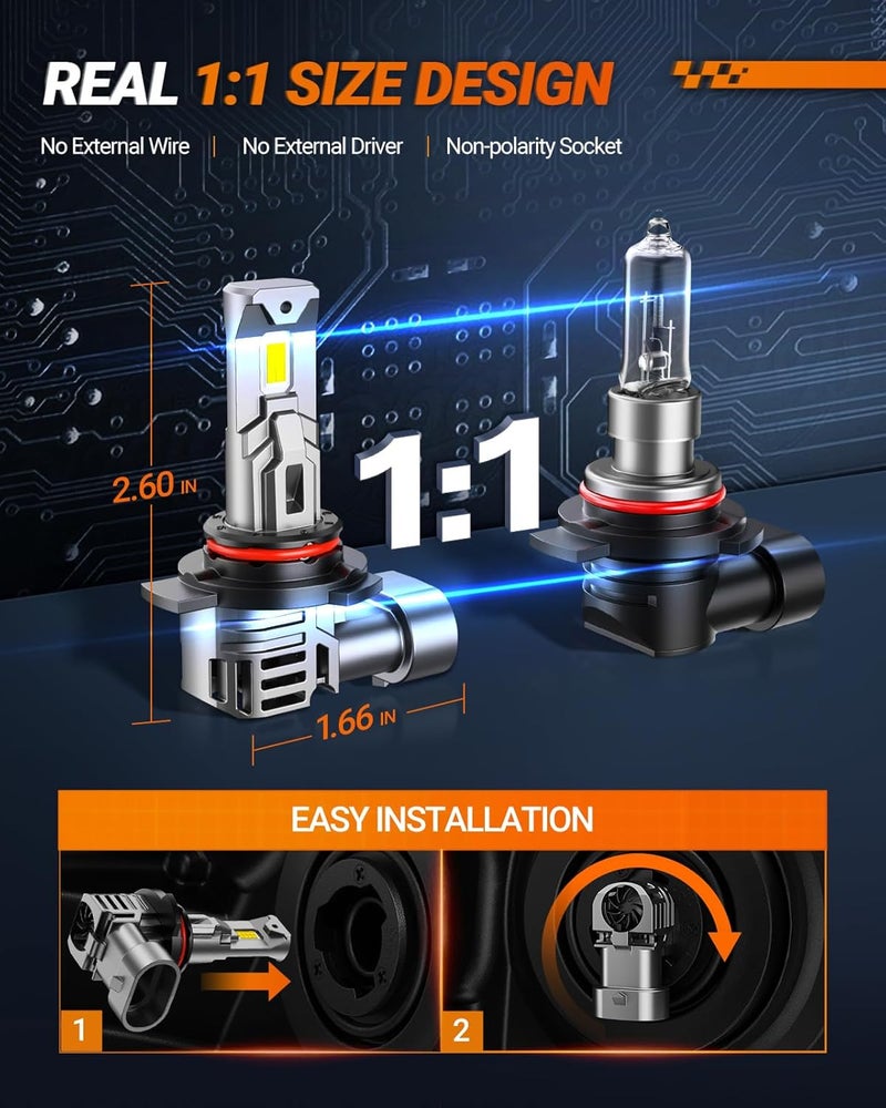 SEALIGHT Scoparc 9012 Bulbs, 30000LM Super Bright, 6500K Cool White Fog Lights With Cooling Fan, 60000+ Hour Lifespan, Easy Plug-N-Play Installation, Pack of 2 - Image 3